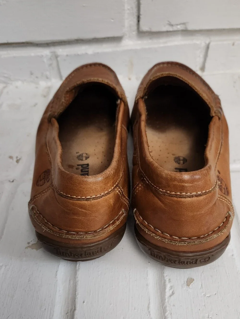 Timberland Men’s Tan Leather Loafers, Size 9.5M